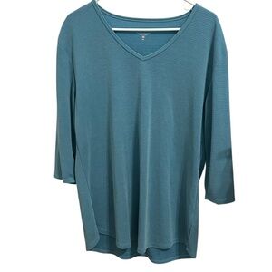 Seg'ments Women's V-neck Shirt 3/4 Sleeve Basic/Essential Tencel Lightweight XL
